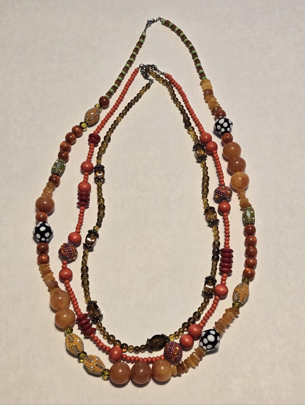 Multistrand Earth Tone Lampwork Beaded Necklaces (3)